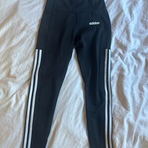 Adidas Black Leggings with White Stripes